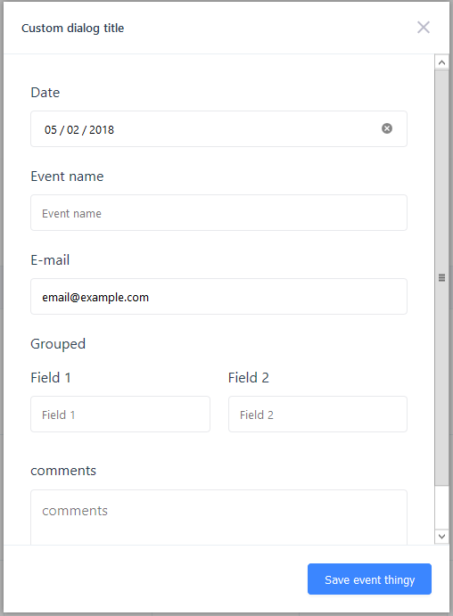 Event dialog example